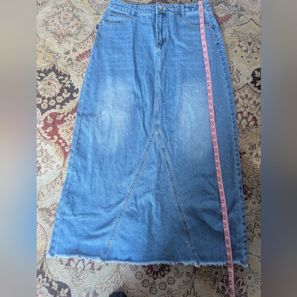 Denim  Boho Maxi Skirt